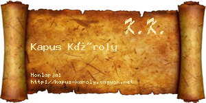 Kapus Károly névjegykártya